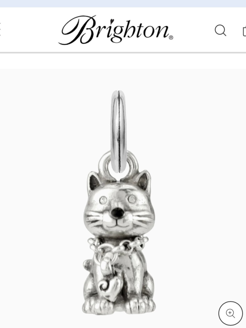Brighton Kitty Cat Charm Necklace Adjustable 16”-18” Silver Tone Retired Jewelry